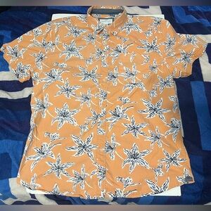 Orange Havana Floral Hawaiian Shirt size XL